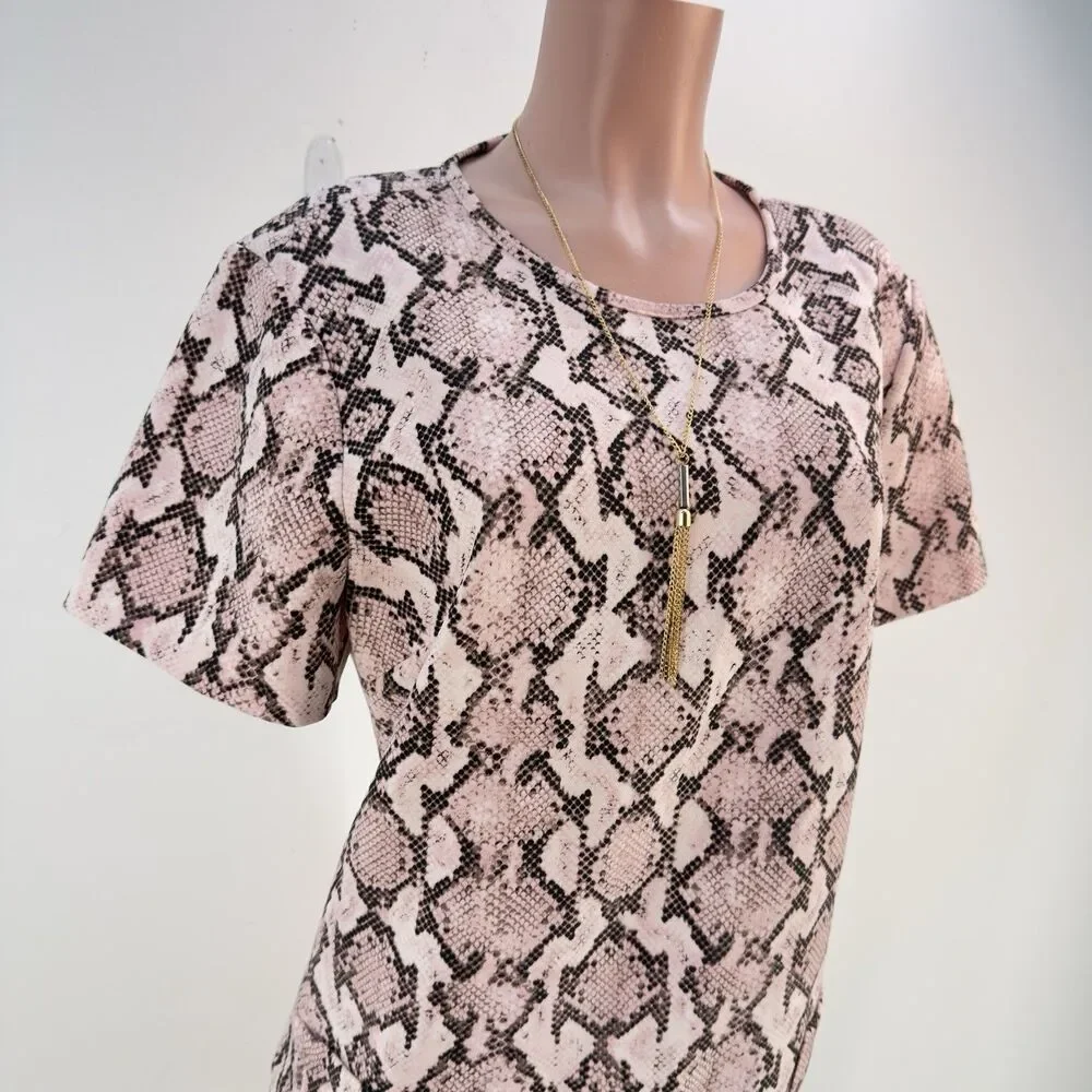 Michael Kors Snakeskin Print Dress Womens XL Short Sleeve - Picture 6 of 17